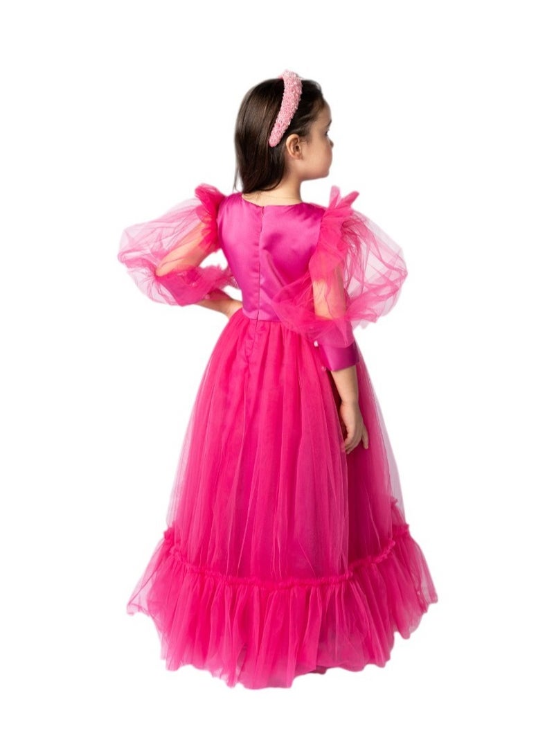 D'Daniela Bow Detailed Princess Maxi Dress Fuchsia  - Image 3