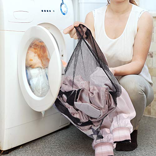 KUUQA 10 Pcs Drawstring Bag, Laundry and Golf Ball Bag, Nylon Mesh for Storage, Travel and Sports (Black, 13"x15.5") - Image 5