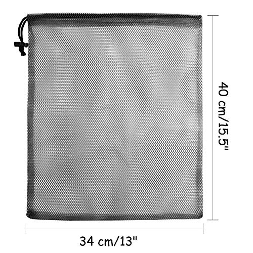 KUUQA 10 Pcs Drawstring Bag, Laundry and Golf Ball Bag, Nylon Mesh for Storage, Travel and Sports (Black, 13"x15.5") - Image 2