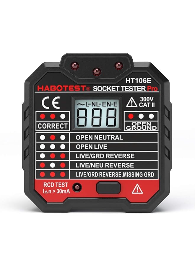 Generic Advanced Rcd Electric Socket Tester Automatic Neutral Live Earth Wire Testing Circuit Tester Wall Plug Breaker Finder Electric Leakage Tester With Voltage Backlight Lcd Display  - Image 1