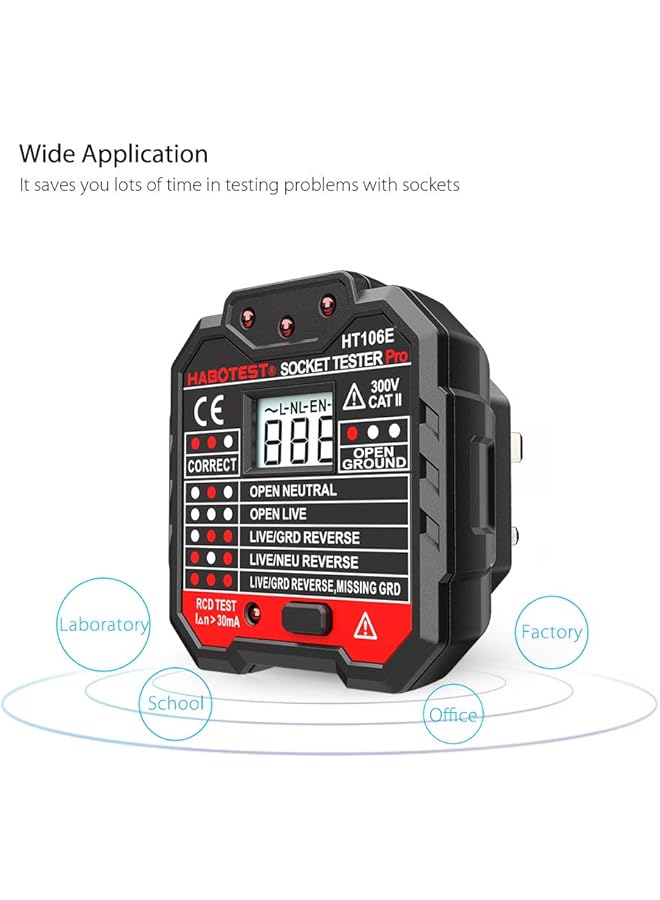 Generic Advanced Rcd Electric Socket Tester Automatic Neutral Live Earth Wire Testing Circuit Tester Wall Plug Breaker Finder Electric Leakage Tester With Voltage Backlight Lcd Display  - Image 3