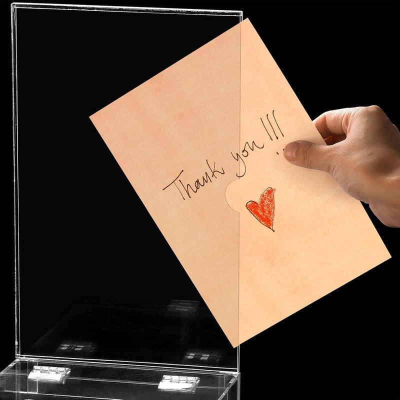 Youeon Square Acrylic Donation Box with Lock, 7 x 7 x 18 in Clear Suggestion Box with Slot and Lock, Ballot Tin with Sign Holder for Tip, Comment, Voting, Charity, Fundraising - Image 3