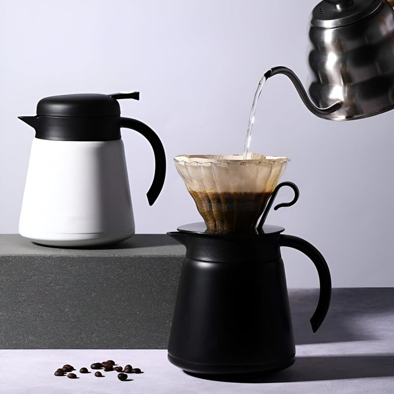 800ml Stainless Steel Coffee Jug with Double Wall Vacuum Insulation - Reliable Leak Proof Thermal Carafe for Exceptional Heat and Cold Retention for Your Coffee (Red, 1 Thermo) - Image 5