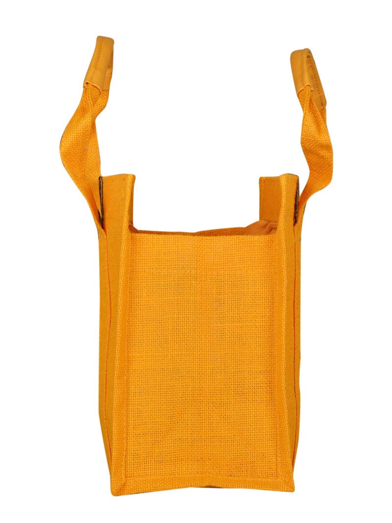Jute Cottage Eco-Friendly Lunch & Grocery Bag for Men & Women | 10x10x6 in Yellow Plain Jute with Lace & Zip | Handcrafted Sustainable Tiffin & Carry Tote for Office, Travel, Daily Use - Image 4