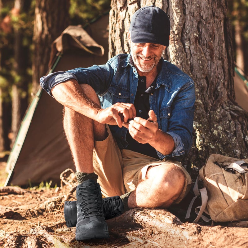 NORTIV 8 Men's Ankle High Waterproof Hiking Boots Outdoor Lightweight Shoes Trekking Trails Armadillo,Size 10.5W,All Black,160448_M - Image 3
