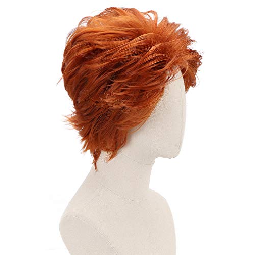 PARTY ZONE Short Orange Cosplay Wig-Man Synthetic Anime Role Play Wigs for Party Jesus Hair Halloween Costume Wig - Image 3