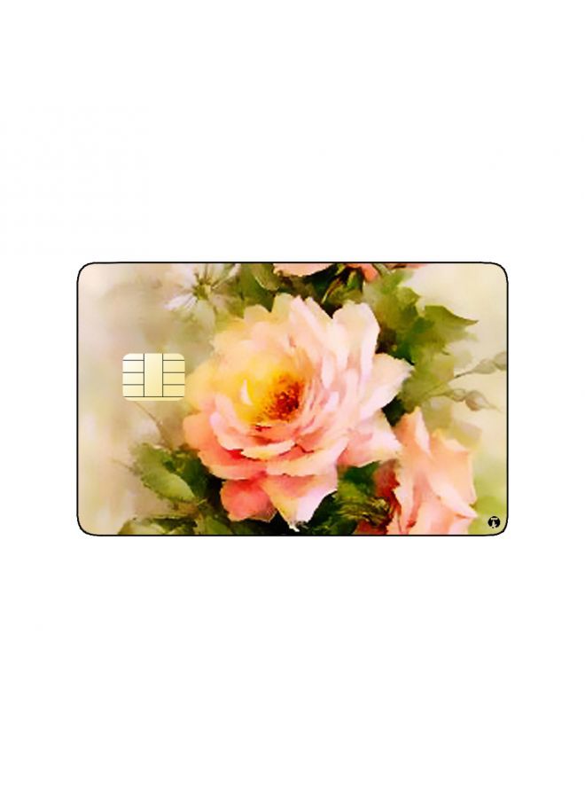 RKN PRINTED BANK CARD STICKER Beautiful Pink Flowers Drawing - Image 2
