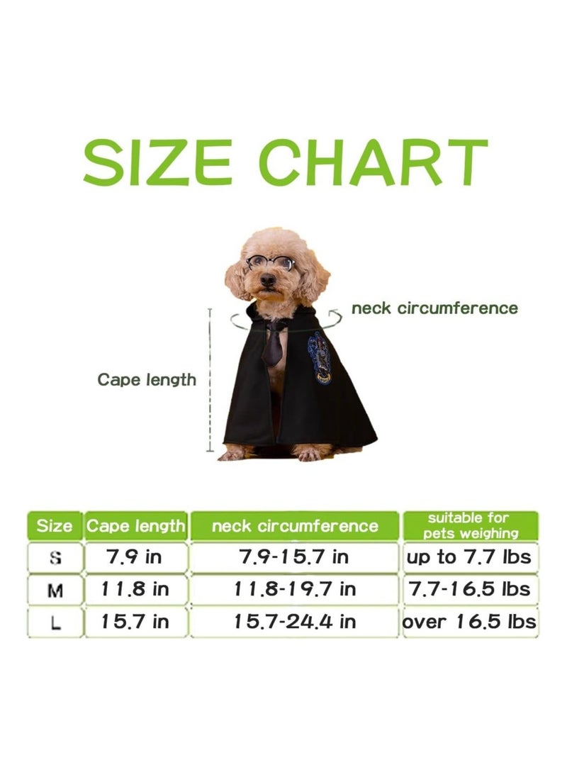 Pet Costume Harry Potter Witchcraft Style, Dog Cat Cute Halloween Costumes Cape Cosplay Costume Set, Wizard Pet Clothes Apparel Soft Hoodies with Glasses Neckties, Yellow (Large Size) - Image 5