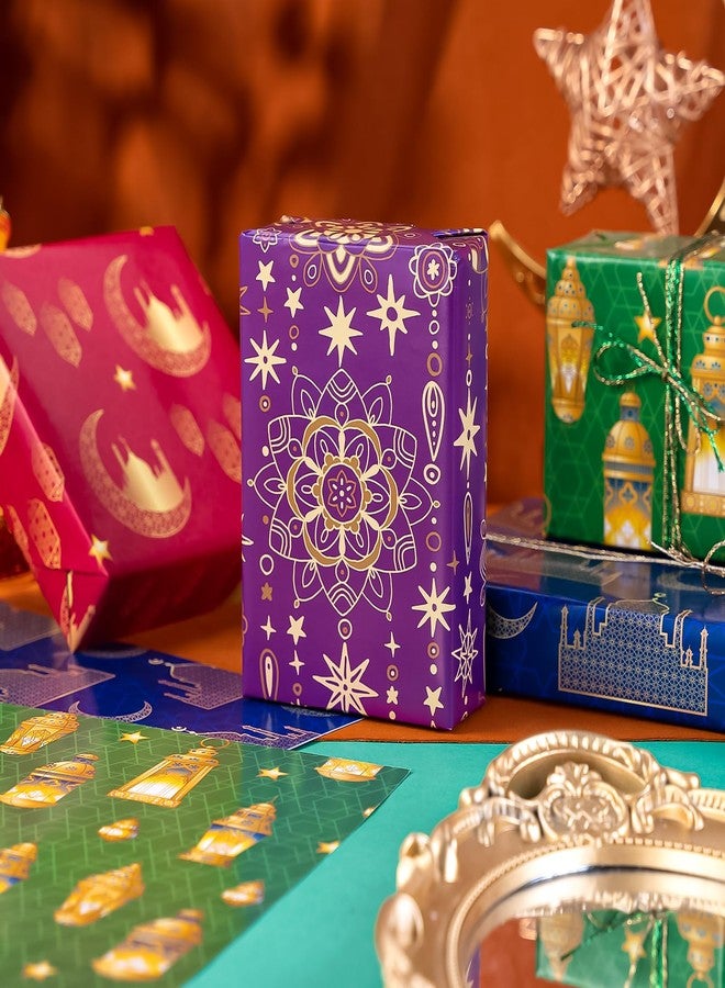 WRAPAHOLIC Eid Wrapping Paper Sheet - 12 Sheets Ramadan Kareem Moon Stars Lantern Mosque Design Folded Flat for Islam Holiday Party Celebration - 19.7 Inch x 27.5 Inch Per Sheet - Image 5