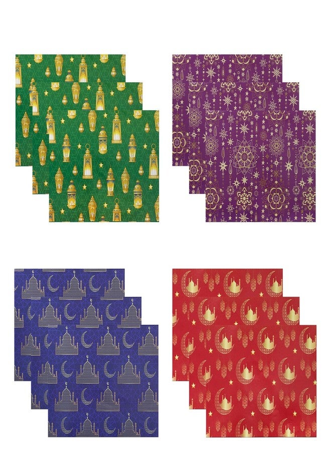 WRAPAHOLIC Eid Wrapping Paper Sheet - 12 Sheets Ramadan Kareem Moon Stars Lantern Mosque Design Folded Flat for Islam Holiday Party Celebration - 19.7 Inch x 27.5 Inch Per Sheet - Image 3