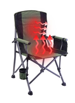 Jourvent Outdoor Heated Camping Chair, Heated Back & Seat, with Cup Holder and Pockets, 150kg Weight Capacity, Green  - Image 1