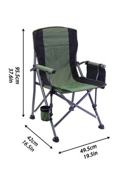 Jourvent Outdoor Heated Camping Chair, Heated Back & Seat, with Cup Holder and Pockets, 150kg Weight Capacity, Green  - Image 2