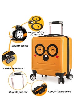 Generic Kids Travel Suitcase Trolley, 20" Carry-on Luggage with Emoji Sticker & Spinner Wheels, Water-resistant PC Kids Luggage Bag for Boys and Girls  - Image 2