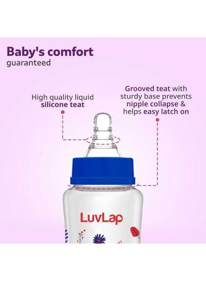 لوفلاب زجاجة رضاعة للأطفال من LuvLap، مضادة للمغص، ذات عنق عريض وتدفق طبيعي (Natura Flo)، سعة 150 مل (عبوة من قطعتين)، مناسبة للمواليد الجدد والرضع والأطفال الصغار حتى عمر 3 سنوات، تصميم "النجوم"، خالية من مادة BPA. - Image 2