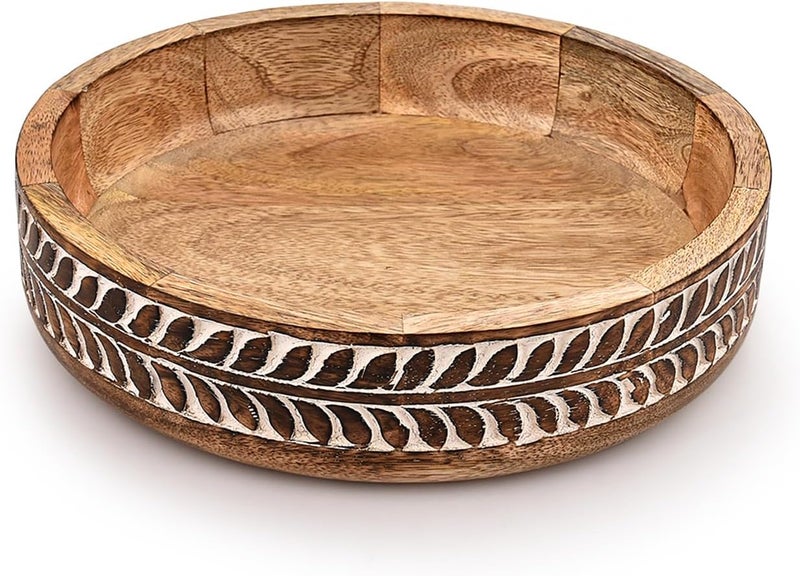 Kaizen Casa Fruit Bowls Mango Wood Round Shaped Fruit Bowls for Farmhouse Dcor Bowl for Kitchen Dcor 10 X 10 X 25 - Image 1