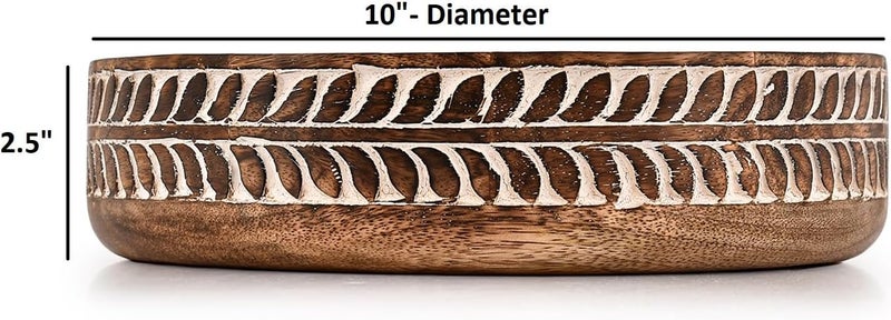 Kaizen Casa Fruit Bowls Mango Wood Round Shaped Fruit Bowls for Farmhouse Dcor Bowl for Kitchen Dcor 10 X 10 X 25 - Image 5
