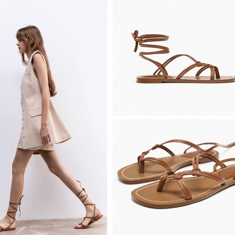 Women's Flat Sandals with Straps - 2026 Summer Boho Casual Beach Shoes - Image 1