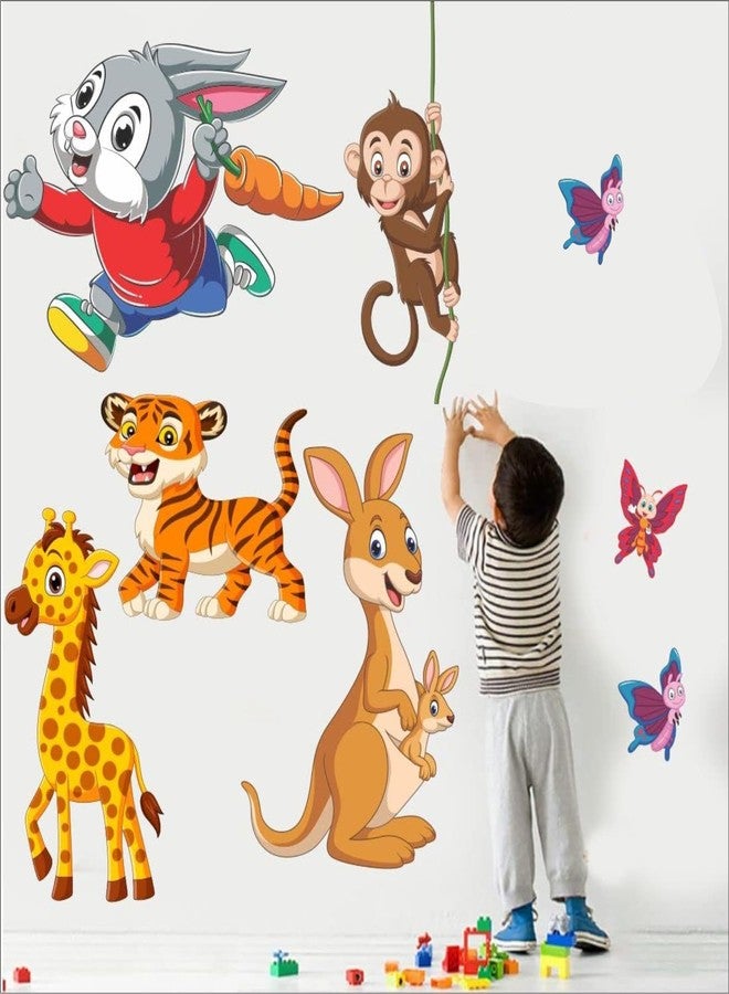 DREAM DECALS 'Cartoon Animated Lion Elephant and 3D Butterflies Wall Sticker for Kids for Living Bed, (Vinyl Size 60x60 cm) - Image 5