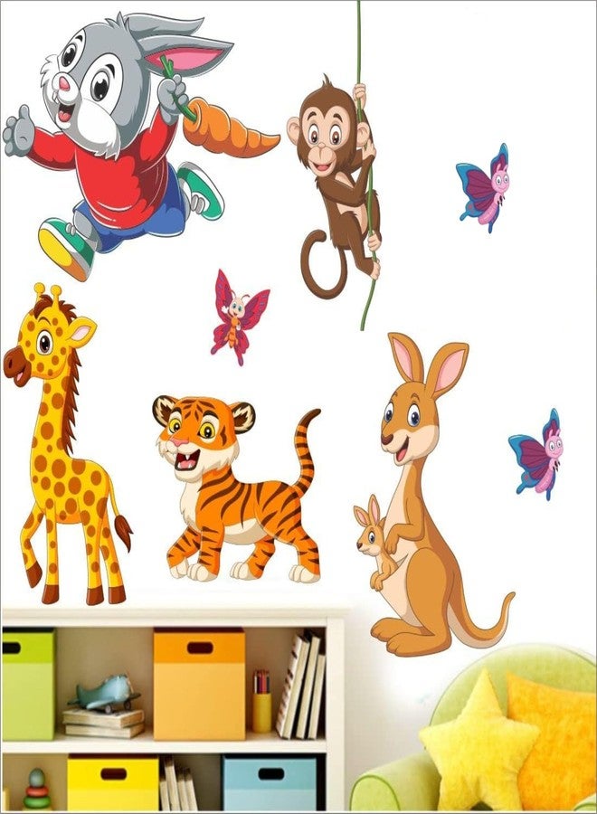 DREAM DECALS 'Cartoon Animated Lion Elephant and 3D Butterflies Wall Sticker for Kids for Living Bed, (Vinyl Size 60x60 cm) - Image 4