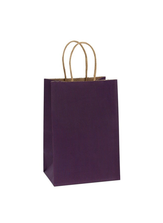 أكياس هدايا BagDream مقاس 5.25 × 3 × 8 بوصات، 100 قطعة من أكياس الورق الصغيرة الأرجوانية بمقابض، أكياس بضائع التجزئة من ورق الكرافت بكميات كبيرة، أكياس هدايا لحفلات الزفاف وأعياد الميلاد - Image 1