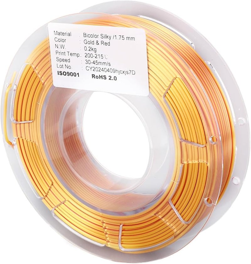 حزمة خيوط PLA عالية اللمعان بلونين 1.75 مم ذهبي وأحمر للطباعة ثلاثية الأبعاد توافق واسع - Image 2