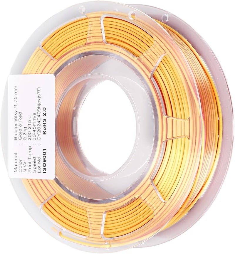 حزمة خيوط PLA عالية اللمعان بلونين 1.75 مم ذهبي وأحمر للطباعة ثلاثية الأبعاد توافق واسع - Image 5