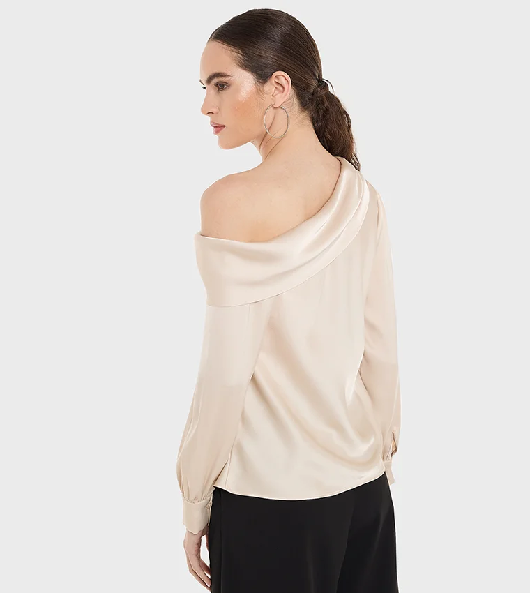 BCBG BCBG Satin One Shoulder Top