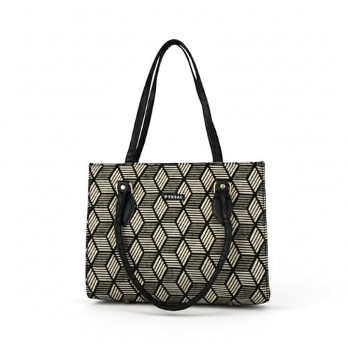 ENSAC Premium Cotton Jute Tote Bag for Women, Stylish Handbag for women with Zip Closure | Fit for Office Bag, College, Travel Use | Handcrafted in India - Image 1