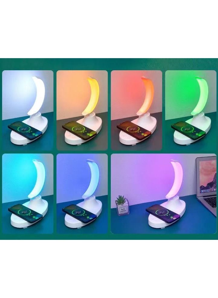 Modern Moon Led Table Lamp For Bedroom Wireless Charging Cell Phone Bluetooth Speaker  - Image 2