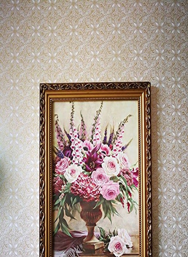 Waddllcor Self Adhesive Vintage Gold Floral Wallpaper Shelf Liner Dresser Drawers Cabinet Sticker 17.7 x 196 Inches - Image 4