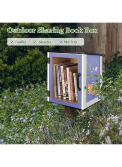 Exttlliy Exttlliy Outdoor Library Book Box Storage Small Wood Cabinet Little Literature Box for Neighborhood Community and School Sharing Books, Literature, Newspapers, Food and Art  - Image 5
