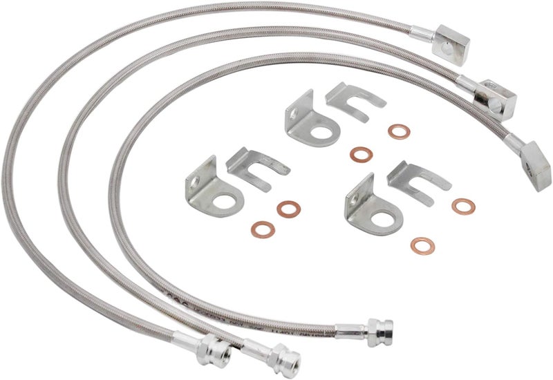 TycoonWon 89715 Front and Rear Extended Stainless Brake Lines for Jeep Wrangler TJ YJ and Cherokee XJ - Image 1