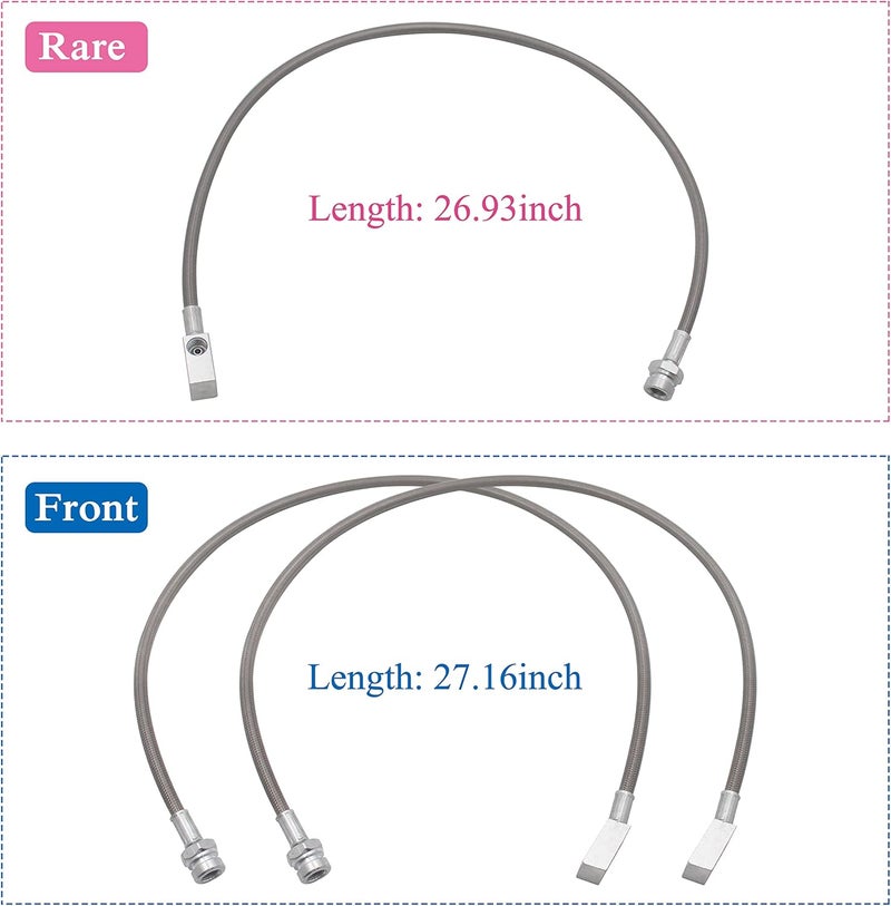 TycoonWon 89715 Front and Rear Extended Stainless Brake Lines for Jeep Wrangler TJ YJ and Cherokee XJ - Image 3