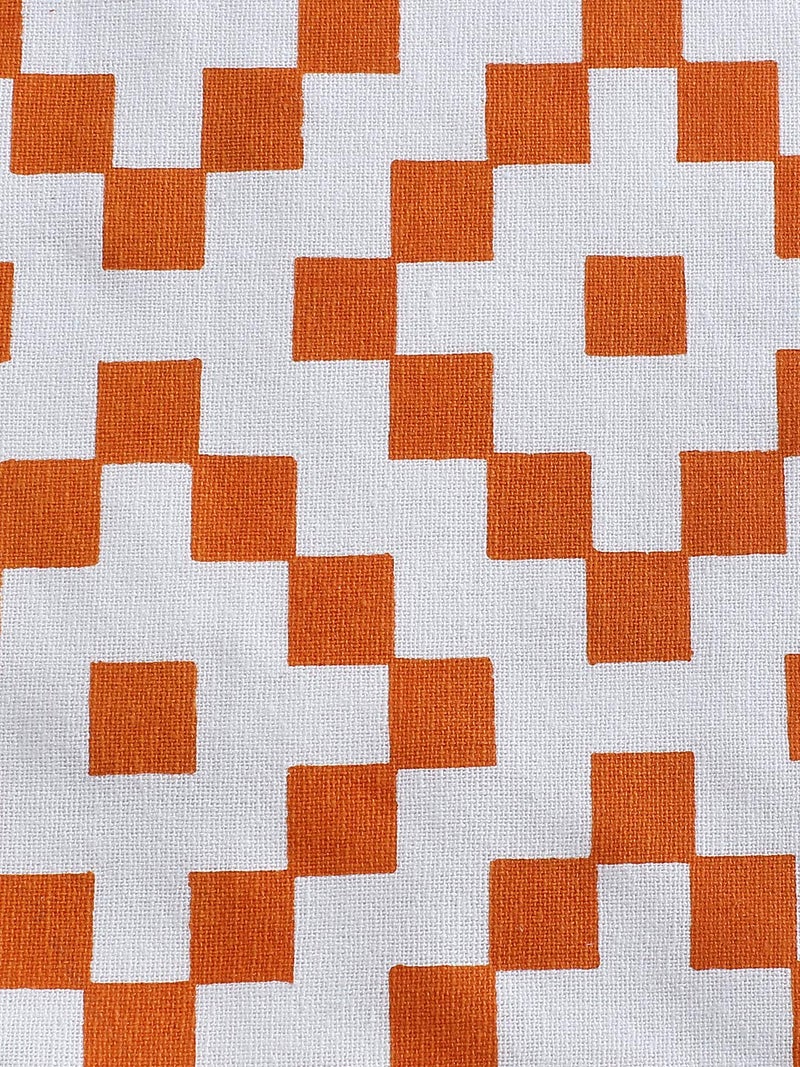 Dekor World Fun with Checks Printed Orange Table Runner (33x120cm) (Pack of 1)-4 Seater Dinning & Center Table (4 Seater (33x120cm), Orange) - Image 4
