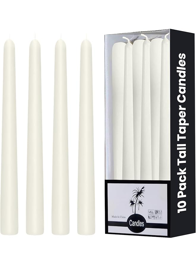 The Bros 10 Pieces 25CM Long Taper Candles for Weddings, Parties, Birthdays | Long Lasting | All Season | Dripless Dinner Sticks Candles - Image 1