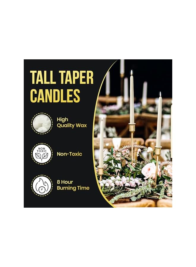 The Bros 10 Pieces 25CM Long Taper Candles for Weddings, Parties, Birthdays | Long Lasting | All Season | Dripless Dinner Sticks Candles - Image 3