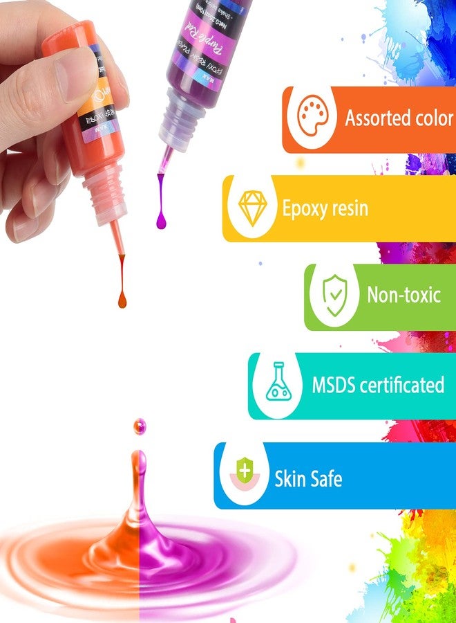 M.A.K Epoxy Resin Pigment, M.A.K 27 Bottles Transparent Liquid Dye High Concentration Resin Colorant for Crafts Art Coloring, Painting, Jewelry DIY Making, Each 10ml - Image 3