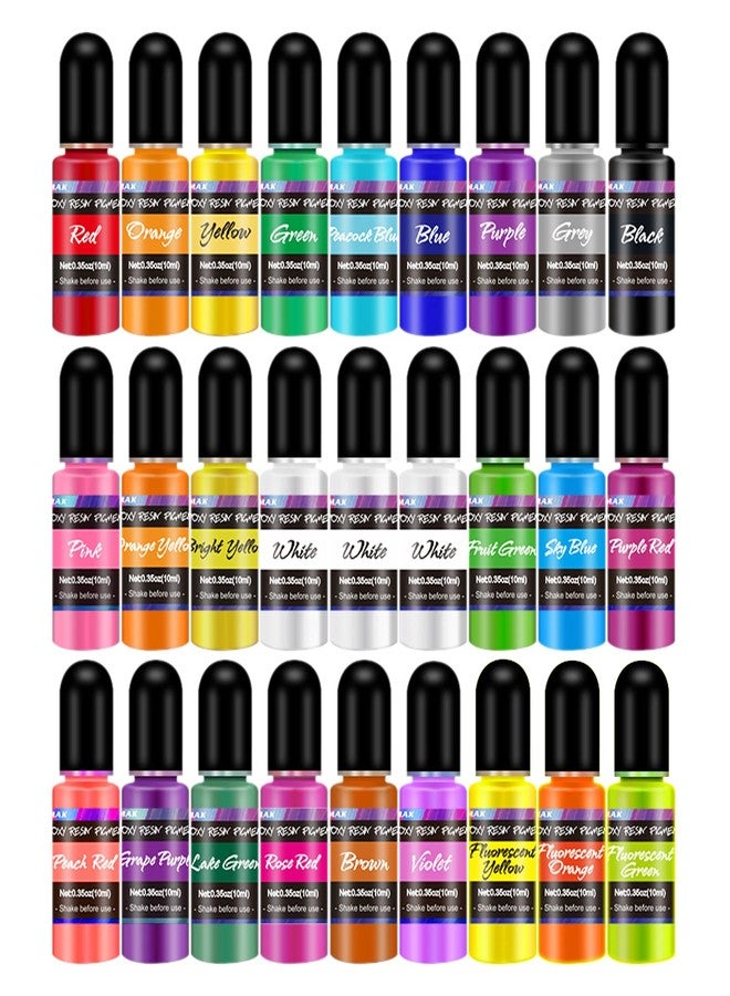 M.A.K Epoxy Resin Pigment, M.A.K 27 Bottles Transparent Liquid Dye High Concentration Resin Colorant for Crafts Art Coloring, Painting, Jewelry DIY Making, Each 10ml - Image 1