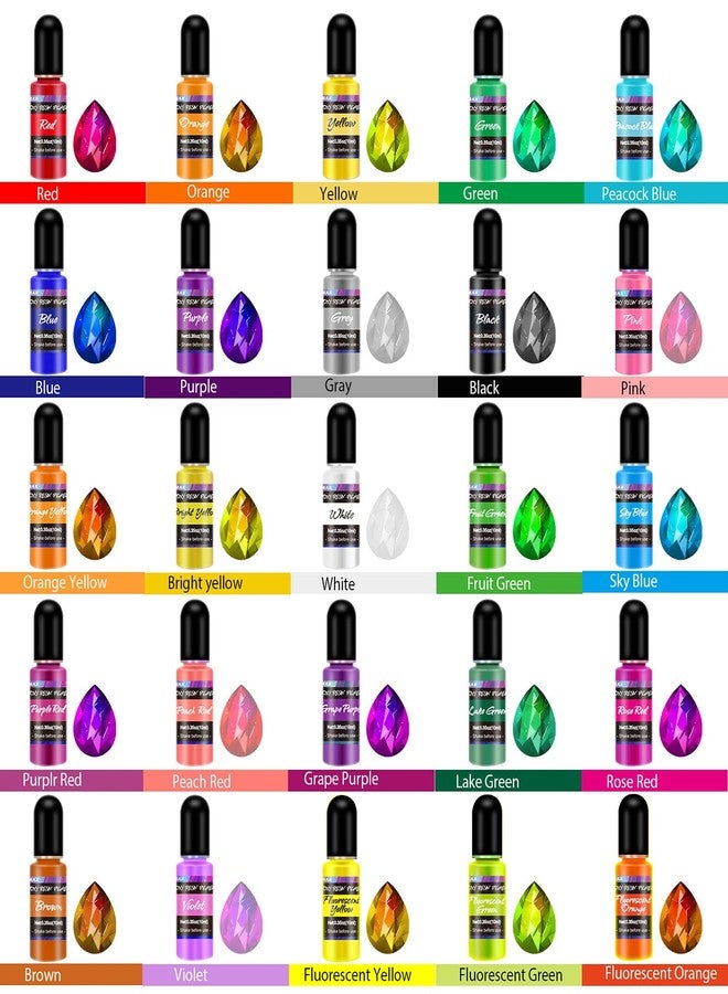 M.A.K Epoxy Resin Pigment, M.A.K 27 Bottles Transparent Liquid Dye High Concentration Resin Colorant for Crafts Art Coloring, Painting, Jewelry DIY Making, Each 10ml - Image 2