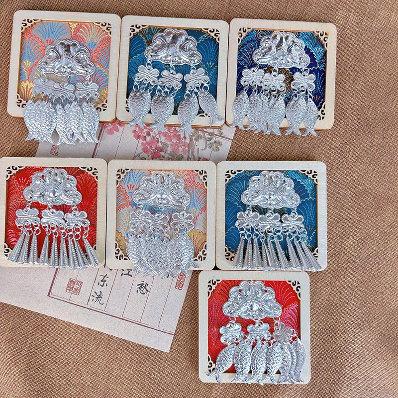 Guizhou Miao Silver Fridge Magnet - Ethnic Handmade Decoration with Songjin & Tie-Dye - Image 2