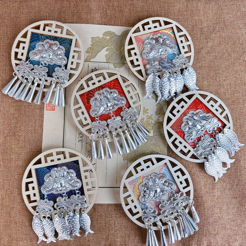 Guizhou Miao Silver Fridge Magnet - Ethnic Handmade Decoration with Songjin & Tie-Dye - Image 4