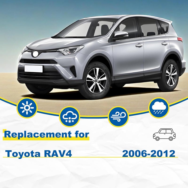 HRSNO مجموعة مساحات الزجاج الأمامي 24"+17" مع شفرة مساحة خلفية 12" بديل للسيارات تويوتا RAV4 2006-2012، سهلة التركيب (عبوة من 3 قطع) - Image 2
