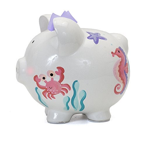 Child to Cherish Ceramic Piggy Bank for Girls, Mermaid - Image 5