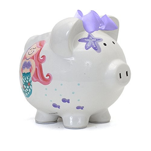 Child to Cherish Ceramic Piggy Bank for Girls, Mermaid - Image 1