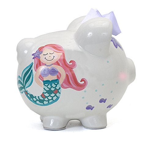 Child to Cherish Ceramic Piggy Bank for Girls, Mermaid - Image 4