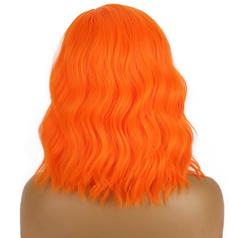 BERON Bright Orange Wig for Women Short Curly Orange Wigs for Women Daily Party Hairnet Include - Image 4
