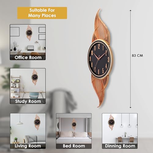 De'rons Silent Wall Clock for Living Room Stylish Latest Decorative Designer Vertical Fancy Contemporary Hanging Wall Clock for Bedroom New Home Decor Wall Decoration Gift (33 x 83 cm) DC2897 (Black) - Image 3