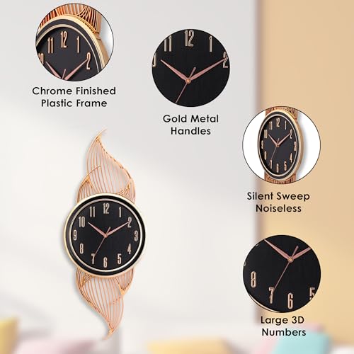 De'rons Silent Wall Clock for Living Room Stylish Latest Decorative Designer Vertical Fancy Contemporary Hanging Wall Clock for Bedroom New Home Decor Wall Decoration Gift (33 x 83 cm) DC2897 (Black) - Image 2
