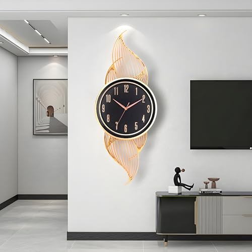 De'rons Silent Wall Clock for Living Room Stylish Latest Decorative Designer Vertical Fancy Contemporary Hanging Wall Clock for Bedroom New Home Decor Wall Decoration Gift (33 x 83 cm) DC2897 (Black) - Image 1