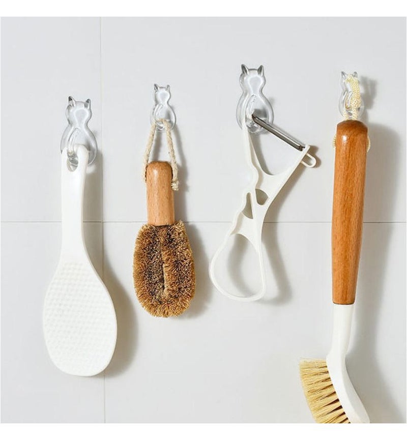 2 Pcs Transparent Cat Tail Wall Hooks No Drill Adhesive For Home Bathroom Storage - Image 5